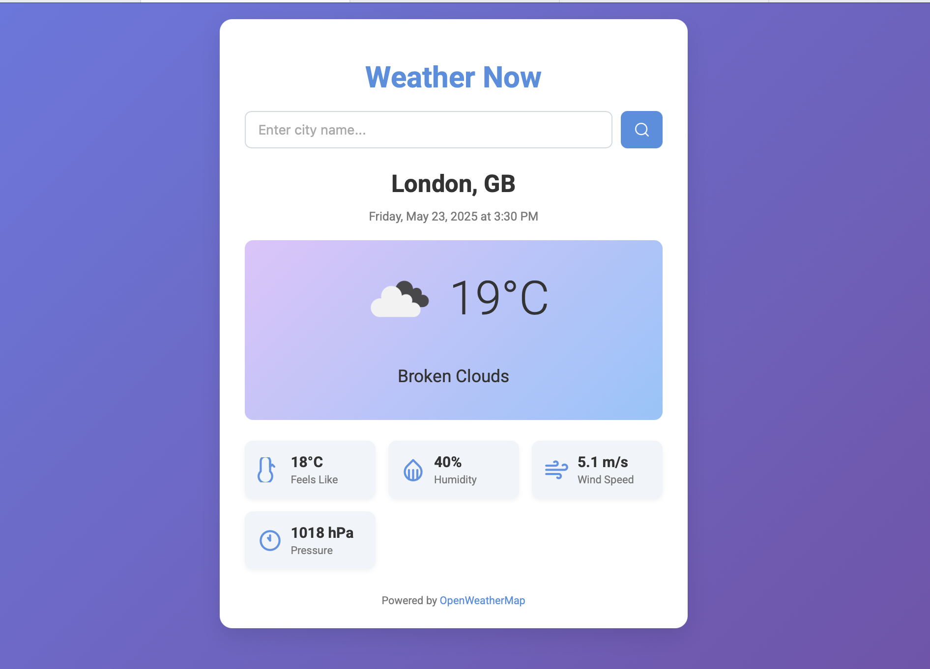 Weather Now App Screenshot