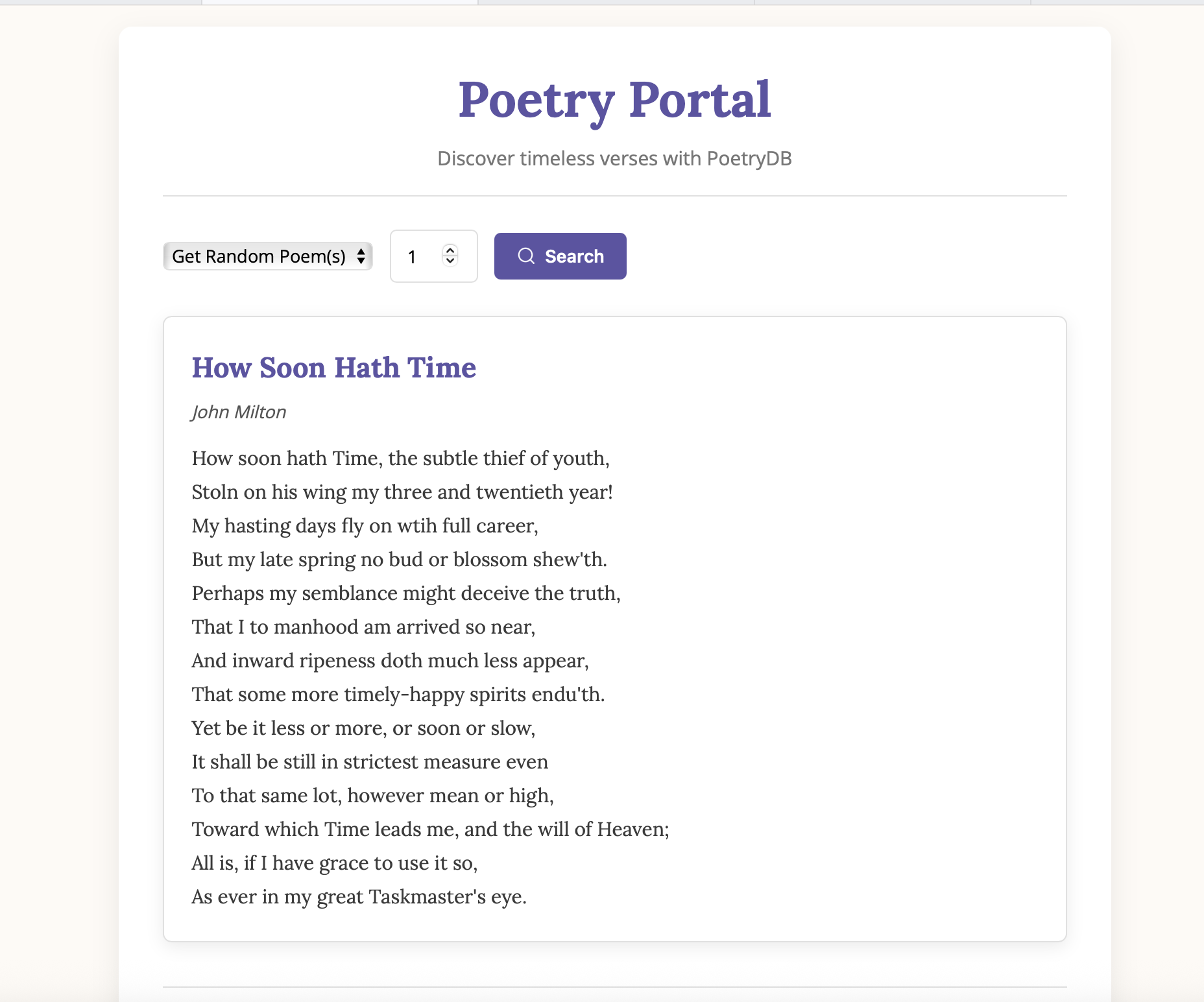 Poetry Portal App Screenshot